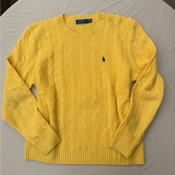 Ralph Lauren Wool & Cashmere Cable Knit Sweater in Yellow